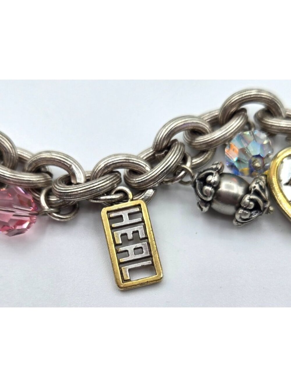 Brighton Charm Bracelet Love Locket Trust Accept Love Heals Charm Pink Ribbon - Picture 11 of 16